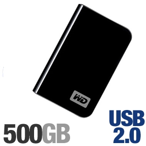 Western Digital My Passport Essential WDME5000TN Portable Hard Drive - 500GB, USB 2.0, Black